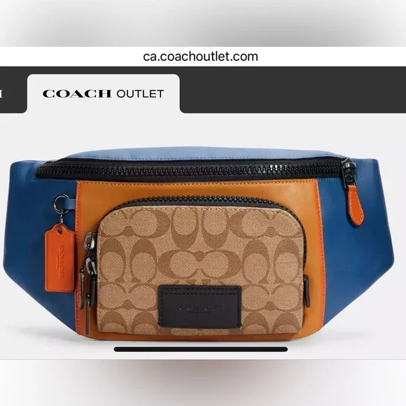 Previously loved Coach Track Belt Bag In Colorblock Signature Canvas - Picture 1 of 10